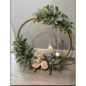 Aluminio de alta calidad fundido de alto grado chapado en oro forma redonda flores y hojas exhibición boda centro de mesa suministro de decoración - Product Image 1