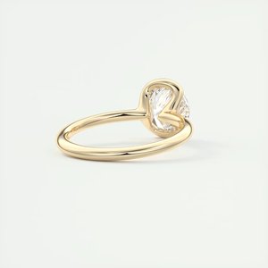 Anillo de compromiso de boda de oro amarillo de 14K con apilamiento al ras, juego de medio bisel de corte brillante redondo Original, anillo de diamante cultivado en laboratorio - Product Image 2