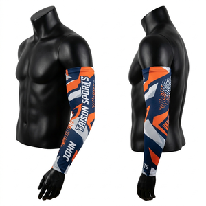 Manguitos de compresión para fútbol para hombre, 230GSM, poliéster y elastano, transpirables, elásticos, paneles estampados en verde y azul, sublimación, logotipo personalizado - Product Image 5