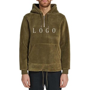 OEM Custom Logo Design Half Zipper Long Sleeve <b>Men's</b> Clothing <b>Hoodies</b> Sweatshirts Solid Pattern Color <b>Sherpa</b> Fleece <b>Men</b> <b>Hoodies</b> - Product Image 1