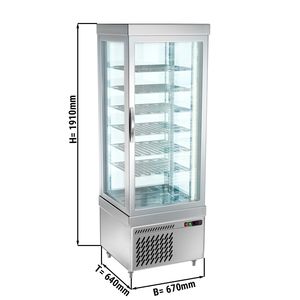 Congélateur vitrine à 4 faces en verre - 430L - 670mm - avec 6 étagères rotatives en verre - 1 porte en verre - Product Image 1