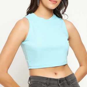 Hot Sale Wholesale Workout Crop <b>Top</b> Breathable Solid Women's <b>Summer</b> Slim Fit <b>Sleeveless</b> Vest Stand Collar Thin Knitted From BD - Product Image 4