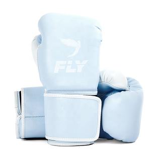 Nouveau modèle de gants de boxe professionnels à lacets pour l'entraînement au kickboxing, sangle bleue, logo personnalisé, cuir véritable confortable, Muay - Product Image 6