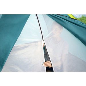 Tente de camping touristique extérieure 2 personnes avec sac de transport 205x145cm, tissu en maille, poteaux en fibre de verre, structure une chambre - Product Image 4