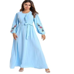 Vestido Casual Sexy hasta la Rodilla para Mujer, Manga Larga, Elegante, con Estampado de Puntos, 100% Lino, Manga Abullonada, Verano, Venta al Por Mayor D&M OEM - Product Image 1