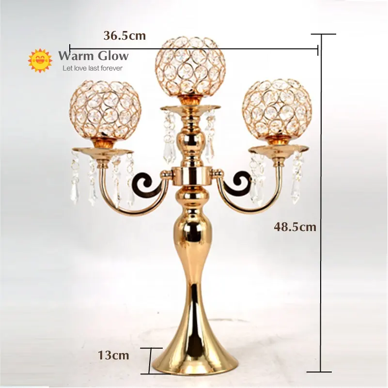 Gold Kristall Kerzenhalter 3-Kerzen Kandelaber Mittelstücke für Hochzeit Tisch dekoration