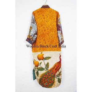 Indian Vintage Floral Elegant Silk Sari Kimono Dress for <b>Women</b> Recycled Beachwear for Summer & Spring - Product Image 5