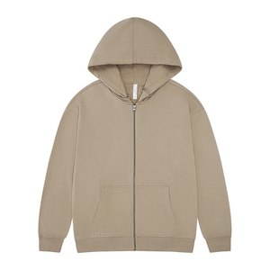Sweat à capuche zippé pour homme en molleton brodé 100 % coton, style Y2K, épaules tombantes, coupe oversize, imprimé logo personnalisé, poids lourd - Product Image 1