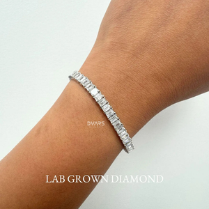 Round Brilliant Cut Tennis Bracelet Lab Grown Diamond Stackable 14K <b>Solid</b> <b>Gold</b> Luxury Wedding Party Gift - Product Image 3