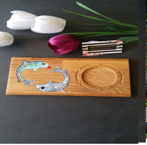 Posavasos rectangulares de madera con diseño artístico de delfines para casas de playa, disponibles a precios de mayorista para tiendas de regalos. - Product Image 1