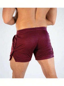 Short de gymnastique pour hommes OEM High Street Short de sport de fitness tissé monocouche de couleur unie à séchage rapide Style décontracté - Product Image 3