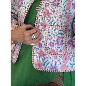 Chaqueta Acolchada de Algodón con Estampado Floral Pastel para Mujer, Chaqueta Bomber Reversible, Estilo Bohemio, Cortavientos, Blazer Corto para Primavera y Otoño - Product Image 2