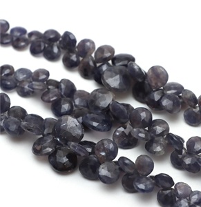 Hecho a mano Bloodshot Blue Iolite Gemstone Faceted Heart Beads Dark Blue Loose Stone Strand Fancy Shape - Product Image 3