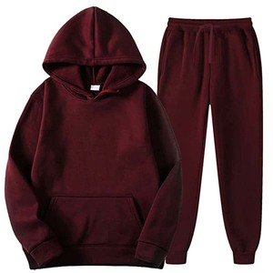 Chándal deportivo liso para hombre, con capucha y pantalones de chándal Top, conjunto de ropa deportiva informal para adultos, gris brezo - Product Image 4