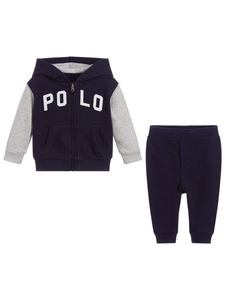 Alta calidad invierno 100% poliéster polar Streetwear con capucha transpirable adulto deporte ropa conjunto con logotipo frontal - Product Image 5