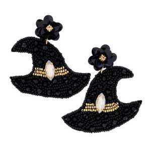 Boucles d'oreilles brodées de fils colorés avec perles - Product Image 6