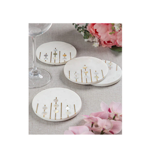 Ensemble de sous-verres en pierre de marbre naturel de style rond poli pour fête sous-verres décoratifs pour boissons et tasses à café pour boissons - Product Image 1