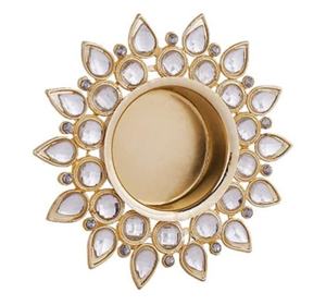 Soporte de luz de té de Metal puramente hecho a mano Diya Crystal Diya para regalos de Diwali y decoraciones de festivales candelabros luces de té - Product Image 4