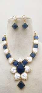 Madre perla patrón moderno artesanía latón piedra collar conjunto diseño personalizable latón pesado joyería de moda producto a granel - Product Image 5