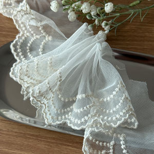 7.5cm chandelier Embroidered Cotton Lace Floral Edge <b>Trim</b> Korean Tulle Lace for DIY & home decor Wedding Decor 2.95 inch - Product Image 2