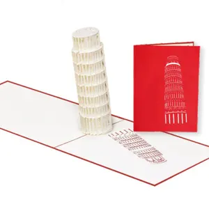 Архитектура Италии, тема всплывающих карт, архитектура Италии, архитектура для туристов, подарок на память, наклонная башня ручной работы Пиза
