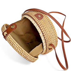 Bolso de Ratán y Cuero Personalizado con Madreperla para Mujer, Bolso de Playa de Ratán, Venta al por Mayor Directa de Fábrica, Precios Económicos, Tamaño Personalizable - Product Image 4