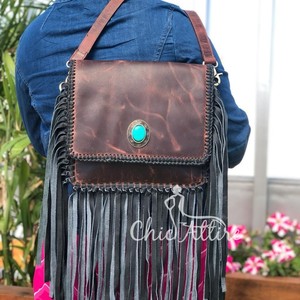 New Western Stylish Handcrafted <b>Genuine</b> Cowhide Leather Fringe Crossbody Bag Personalized Boho Handbag Leather Sling Bags - Product Image 1