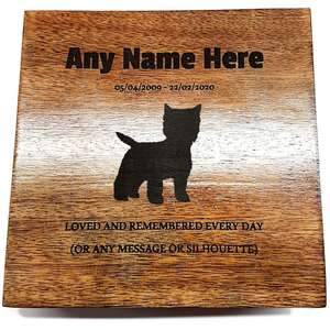 Wood Pet Urn <b>for</b> <b>Ashes</b> Dog Cat <b>Box</b> Personalized Cremation Casket Engraved Bespoke Small Medium Large - Product Image 3