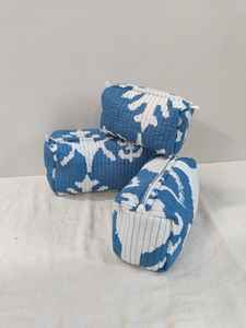 Set of 3 Cotton Quilted Floral Print Makeup <b>Bags</b> with Zipper Closure Lightweight <b>Travel</b> & for <b>Organizer</b> From Rajasthan - Product Image 6