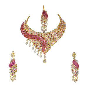 Conjunto de Joyería de Aleación con Cristales de Imitación en Forma de Flor, Collar, Pendientes y Diadema, Color Morado, para Mujer, Fiesta de Compromiso, Boda - Product Image 3