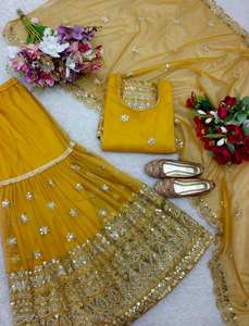 Tennecy Chinnon nuevo bordado pesado secuencia trabajo seda Sharara traje paquistaní Palazzo vestido de novia con exportación mundial - Product Image 2