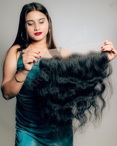 13x6 HD dentelle frontale 100% vierge Remy péruvienne cheveux indiens brun noir 100 grammes Double trame Double extrémités dessinées attachement de bande - Product Image 1