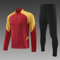 Setelan Training Pria Grosir, Jaket Olahraga Lengan Panjang Setengah Resleting, Celana Jogger Dua Warna, Cepat Kering, Bernapas, Pakaian Tim, Berkantong