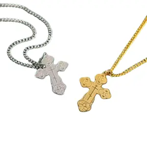 Vente en gros cadeaux chrétiens collier croix religieuse métal délicat