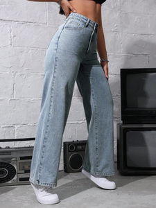 Pantalones vaqueros de cintura alta para mamá, pantalones vaqueros para mujer, pantalones vaqueros informales para mujer, pantalones harén para entrenamiento - Product Image 3