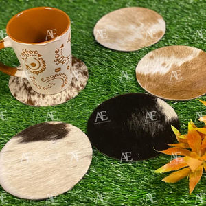 Posavasos de piel de vaca Natural para bebidas, posavasos redondos de cuero para ocultar, taza de té, gran oferta - Product Image 1