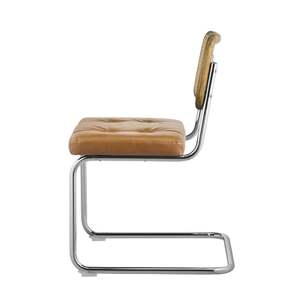 Chaise de salle à manger moderne avec cadre en acier inoxydable, siège rembourré et dossier en rotin en bois pour appartement - Product Image 3