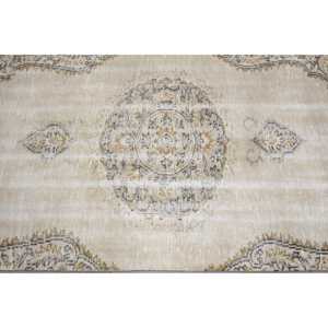 พรมลายจุดสีเบจสไตล์วินเทจแบบตุรกี ขนาด 3.4x6.9 ฟุต ทำจากขนสัตว์ - Product Image 5