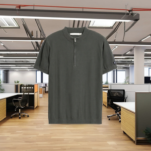 Chemise Homme Luxe Personnalisée à Manches Courtes avec Fermeture Éclair, Logo Brodé, Anti-Boulochage, en Polyester, Impression Numérique de Haute Qualité - Product Image 4