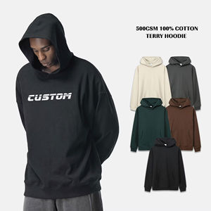 Nueva Sudadera con Capucha de Algodón Terry de 500 GSM, Estilo Streetwear, Sin Cordones, Hombros Caídos, Unisex, con Impresión Personalizada - Product Image 1