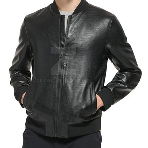 Veste en cuir pour homme à la mode, nouvelle collection, col montant, logo sur le devant, imperméable, respirante, écologique - Product Image 1