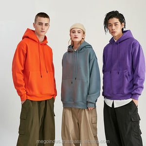 Wholesale Unisex Oversized 100% Cotton Solid Winter Heavyweight Embroidered Pocket <b>Hoodie</b> Custom Blank Printing Private Label - Product Image 3