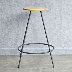 Contemporary High Bar <b>Stool</b> with Pu <b>Cushion</b> and Powder-Coated Iron Legs - Product Image 6