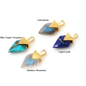 2025 bijoux en argent personnalisable 925 plaqué or Sterling bleu arc-en-ciel pierre de lune pendentif à la mode femmes mariage pendentif à breloque - Product Image 5