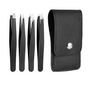 Pinces à épiler pour sourcils, lot de 4, pour l'épilation, l'épilation des poils du visage et des sourcils, avec étui noir pour la beauté - Product Image 1