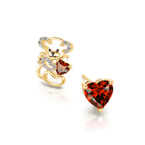 ต่างหูเงินแท้รูปหมีเท็ดดี้และหัวใจ Jeulia Fall in Love สำหรับวันครบรอบ - Product Image 3
