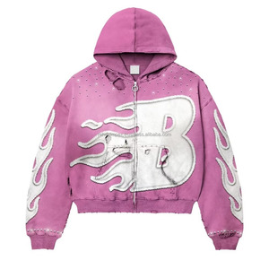 Stylish Embroidered Digital Printed Sun-Faded Vintage Hoodie Soft Fleece 100% Cotton Oversized Zipper-Up for Cozy Winter Comfort - Product Image 1