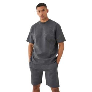 Ensemble de vêtements vintage personnalisés pour hommes, t-shirts et shorts surdimensionnés en coton délavé à l'acide, ensemble de shorts en jersey de coton lourd 300 GSM - Product Image 1