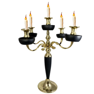 Bougeoir en bois à 5 bras pour décorations pour la maison pour mariages anniversaires noël pâques bocaux à bougies en métal lanternes - Product Image 2