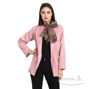 Da donna Vintage rosa-caffè-ombre a strisce gialle Design 90% abbigliamento da esterno in seta 10% di lana per Boutique Bonjour - Product Image 2
